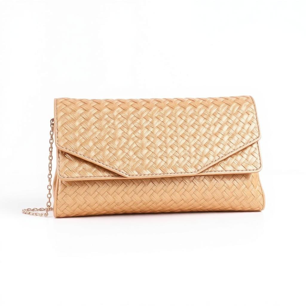 Woven Leather Chain Clutch