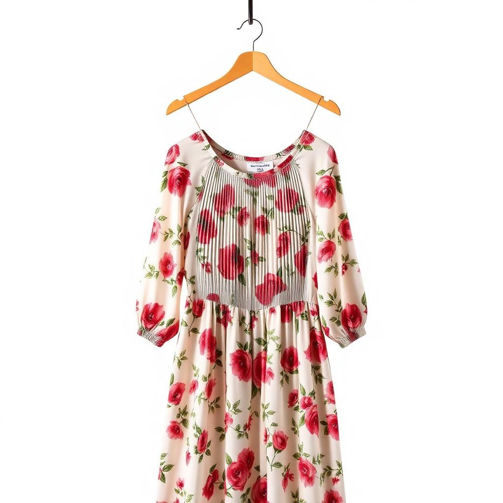 Printed Silk Pleated Day Dress