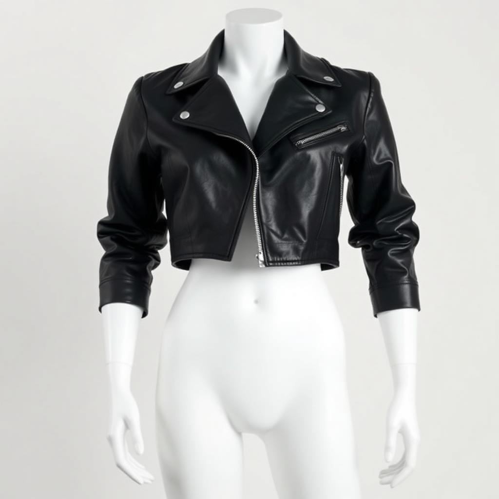 Cropped Lambskin Biker Jacket