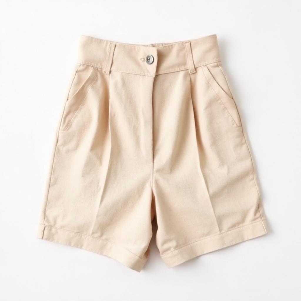 High-Waist Linen Pleated Shorts
