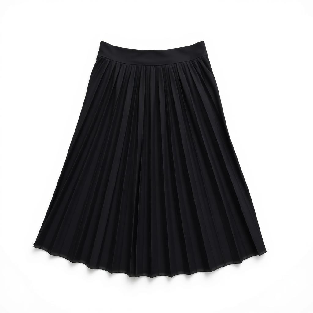 Pleated Satin Midi Skirt